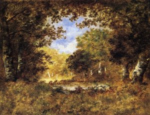 Pond in the Woods by Narcisse Diaz De La Pena Oil Painting