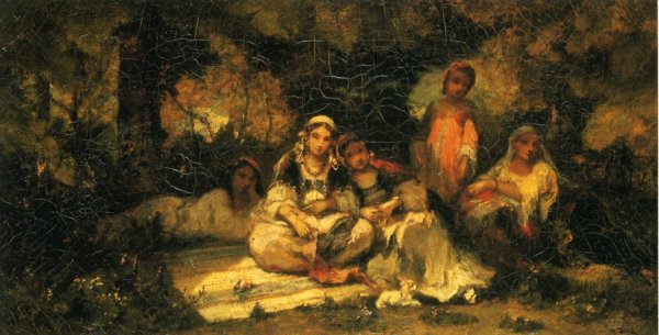 Women in a Forest by Narcisse Diaz De La Pena - Hand-Painted Oil Painting Reproduction