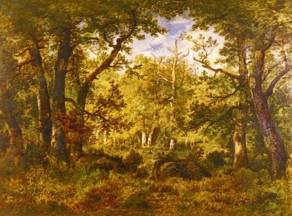 Main Product Photo of A Sunlit Clearing In The Forest At Fontainebleau Painting by Narcisse Diaz De La Pena