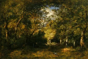 Diaz de la Paysanne Ramassant du Bois dans la Foret painting by Narcisse Diaz De La Pena