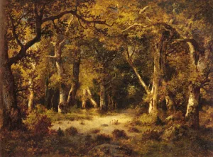 En Foret de Fontainebleau by Narcisse Diaz De La Pena Oil Painting