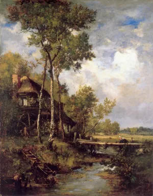 The Old Windmill Near Barbizon by Narcisse Diaz De La Pena Oil Painting
