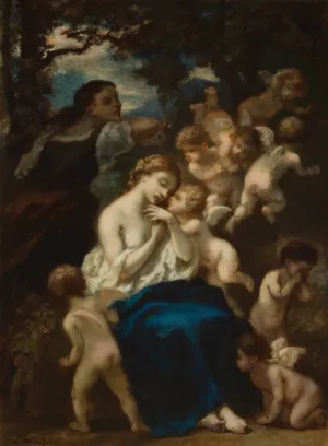 A nymph with cupids by Narcisse-Virgile Diaz De La Pena Oil Painting