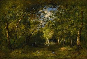 Allee En Foret, Bucheronne Courbee Sous Le Poids De Son Fagot, Traces D'eau by Narcisse-Virgile Diaz De La Pena Oil Painting
