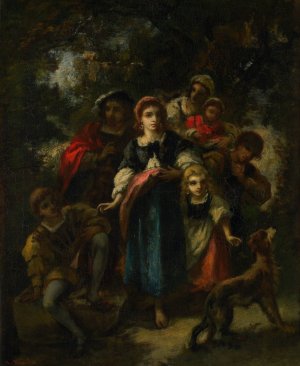 Descent of the Bohemians by Narcisse-Virgile Diaz De La Pena Oil Painting