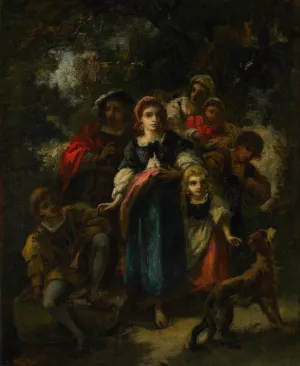 Descent of the Bohemians by Narcisse-Virgile Diaz De La Pena Oil Painting