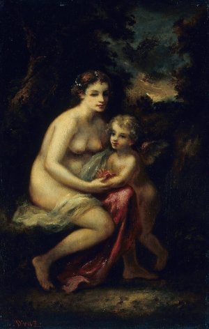 Education of Cupid by Narcisse-Virgile Diaz De La Pena Oil Painting