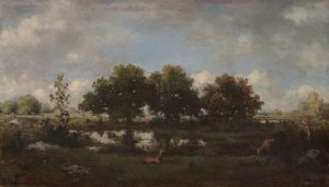 Forest Landscape with Stags by Narcisse-Virgile Diaz De La Pena Oil Painting