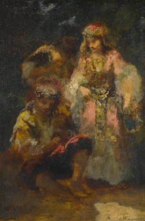 Groupe de bohemiennes en foret by Narcisse-Virgile Diaz De La Pena Oil Painting