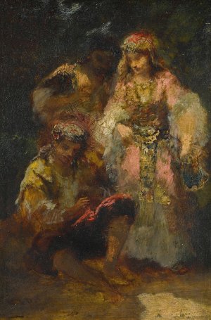 Groupe de bohemiennes en foret by Narcisse-Virgile Diaz De La Pena Oil Painting