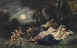 Le sommeil des nymphes, la nuit by Narcisse-Virgile Diaz De La Pena Oil Painting
