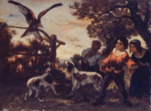 Les enfants au faucon by Narcisse-Virgile Diaz De La Pena Oil Painting