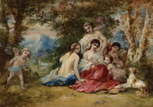 Les Hamadryades by Narcisse-Virgile Diaz De La Pena Oil Painting