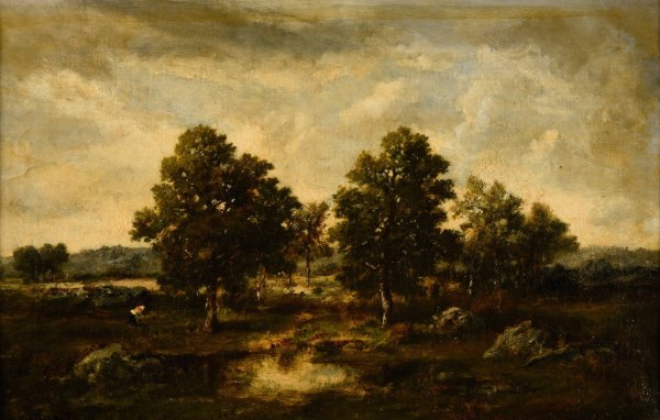 Mare dans une lande by Narcisse-Virgile Diaz De La Pena - Hand-Painted Oil Painting Reproduction