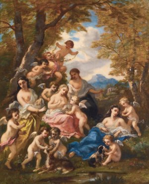 Nymphes Et Amours by Narcisse-Virgile Diaz De La Pena Oil Painting