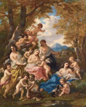 Nymphes Et Amours by Narcisse-Virgile Diaz De La Pena Oil Painting