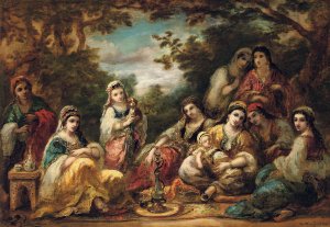 Oriental ladies at leisure by Narcisse-Virgile Diaz De La Pena Oil Painting