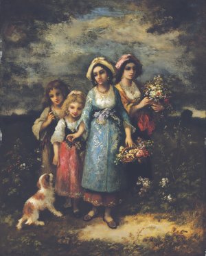 Picking Flowers by Narcisse-Virgile Diaz De La Pena Oil Painting