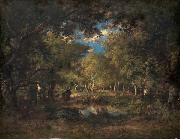 The Forest of Fontainebleau  by Narcisse-Virgile Diaz De La Pena - Hand-Painted Oil Painting Reproduction