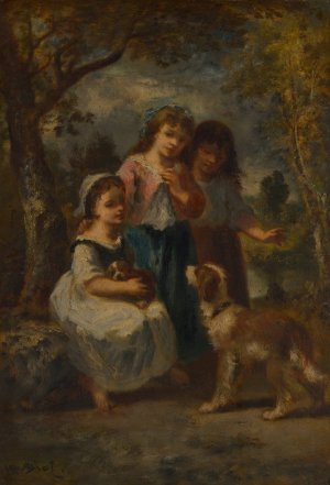 Three Little Girls by Narcisse-Virgile Diaz De La Pena Oil Painting