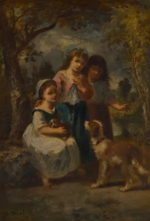 Three Little Girls by Narcisse-Virgile Diaz De La Pena Oil Painting