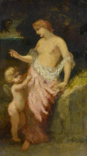Venus And Cupid by Narcisse-Virgile Diaz De La Pena Oil Painting