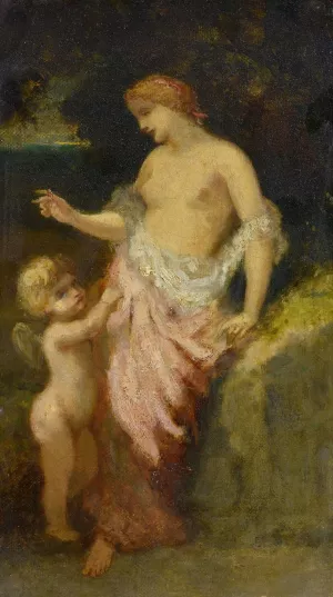 Venus And Cupid by Narcisse-Virgile Diaz De La Pena Oil Painting