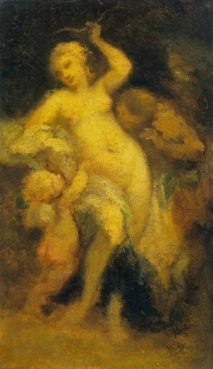 Venus Disarming Cupid by Narcisse-Virgile Diaz De La Pena Oil Painting