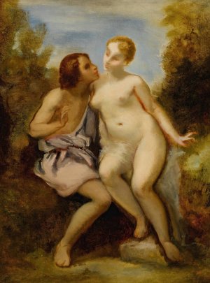 Venus Et Adonis by Narcisse-Virgile Diaz De La Pena Oil Painting
