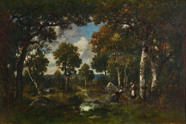Zone Peu Boisee, Rochers Et Fagotiere  by Narcisse-Virgile Diaz De La Pena - Hand-Painted Oil Painting Reproduction
