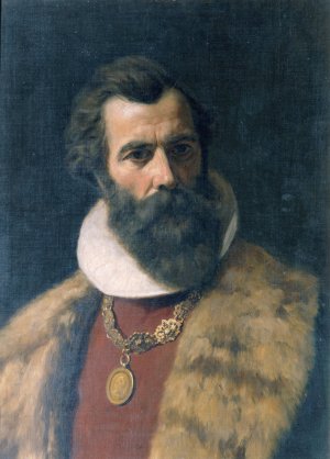Bartiger Mann in altdeutscher Tracht by Natale Schiavone Oil Painting