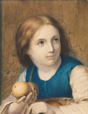 Die kleine Apfelverkauferin by Nathanael Schmitt Oil Painting