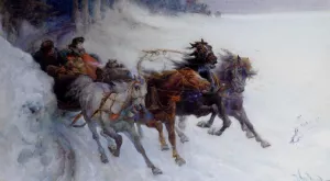 Joy In Winter by Nathaniel Hughes John Baird - Oil Painting Reproduction