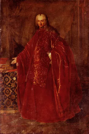 Portrait of a Venetian Senator, Full Length, Standing by a Table by Nazzario Nazzari Oil Painting
