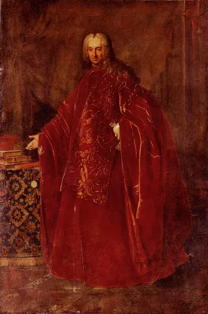 Portrait of a Venetian Senator, Full Length, Standing by a Table Oil painting by Nazzario Nazzari
