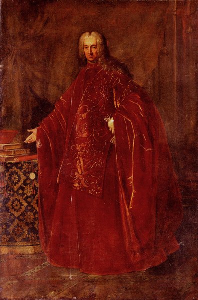Main Product Photo of Portrait of a Venetian Senator, Full Length, Standing by a Table Painting by Nazzario Nazzari