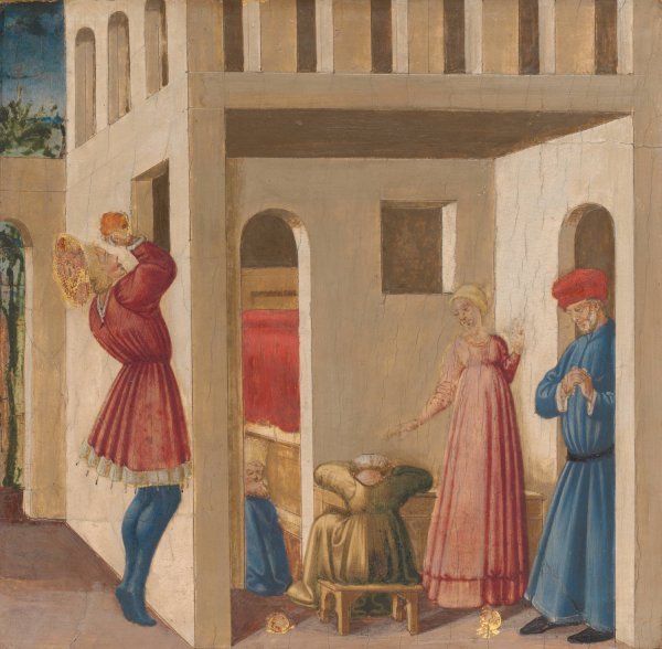 A Scene from the Legend of Saint Nicholas of Bari  by Neri Di Bicci - Hand-Painted Oil Painting Reproduction