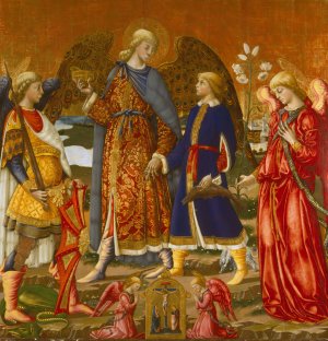 Tobias And Three Archangels by Neri Di Bicci Oil Painting