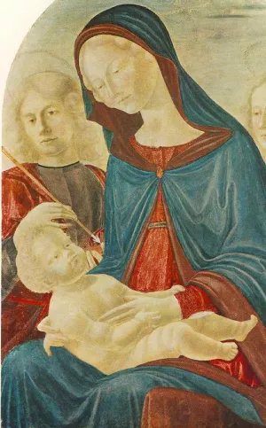 Madonna with Child, St Sebastian and St Catherine of Alexandria by Neroccio De' Landi Oil Painting