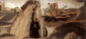 Three Episodes from the Life of St Benedict 1 by Neroccio De' Landi - Oil Painting Reproduction