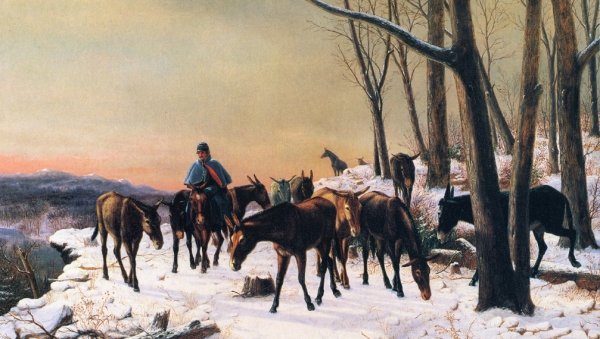 Main Product Photo of Army Mules Crossing the Mountains Painting by Newbold Hough Trotter