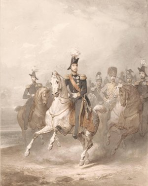 Equestrian Portrait of King William lI by Nicaise De Keyser Oil Painting