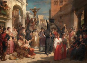 Good Friday Procession in Seville by Nicaise De Keyser Oil Painting