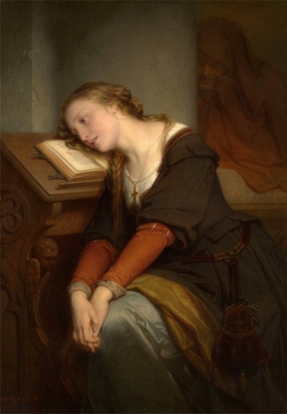 Margaret at the Church  by Nicaise De Keyser - Hand-Painted Oil Painting Reproduction