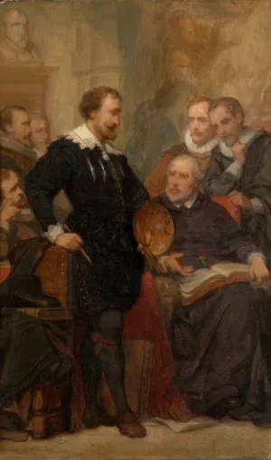 Peter Paul Rubens in his Studio by Nicaise De Keyser Oil Painting