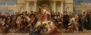 The City of Antwerp, Gothic and Renaissance, Surrounded by Artists by Nicaise De Keyser Oil Painting