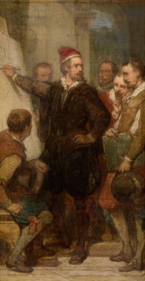 The Painter Denys Calvaert in Bologna by Nicaise De Keyser Oil Painting