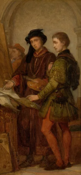 The Painters Jan van Eyck and Rogier van der Weyden by Nicaise De Keyser Oil Painting