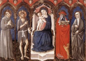 Madonna with Child and Four Saints Oil painting by Niccolo Da Foligno