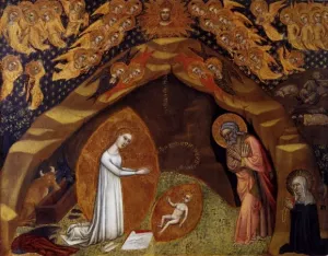 St Bridget and the Vision of the Nativity by Niccolo Da Foligno - Oil Painting Reproduction